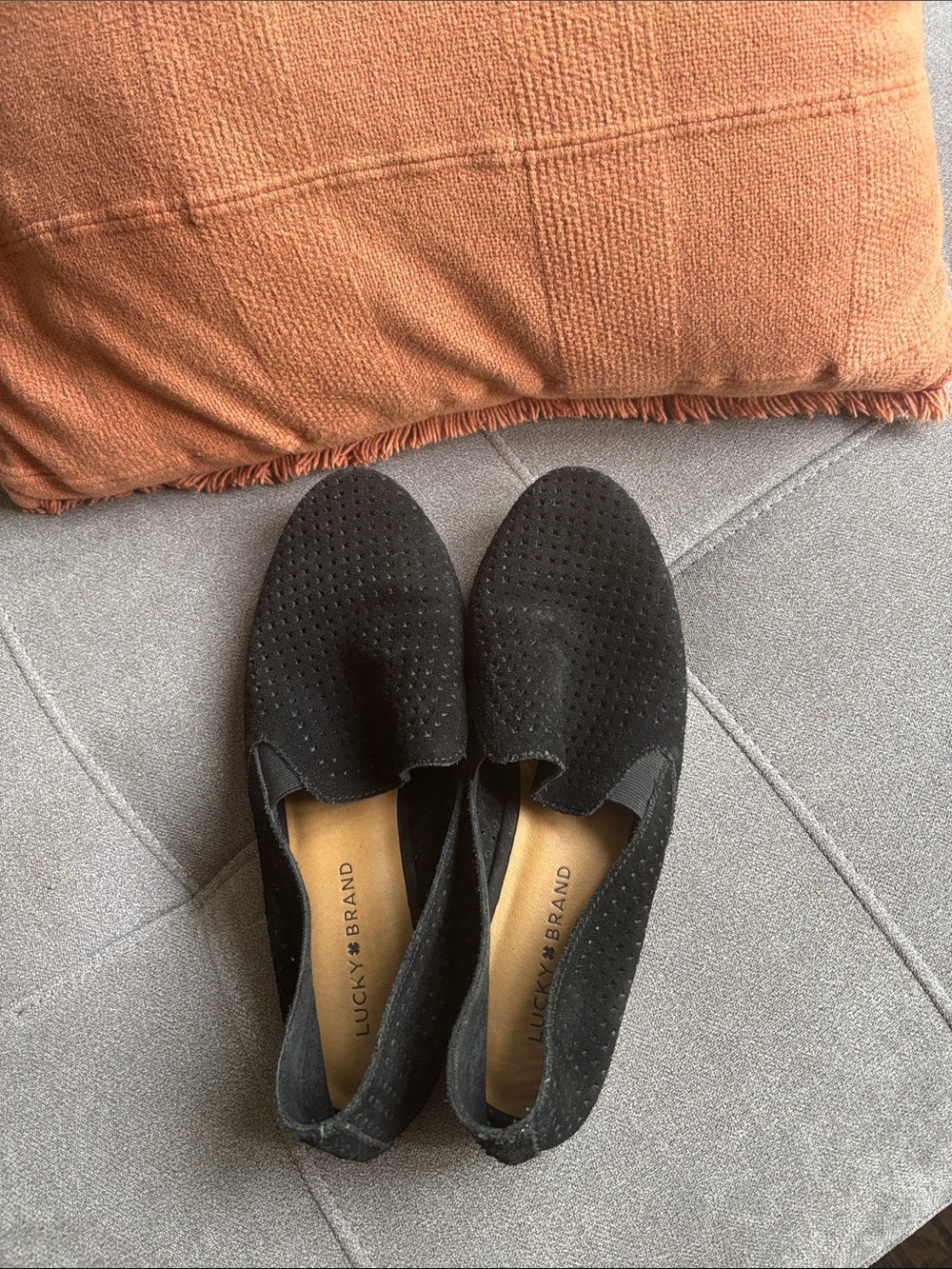 Lucky Brand Black Perforated Slip-On Shoes